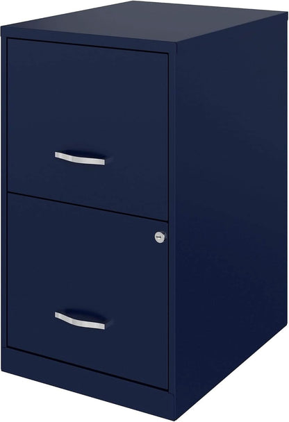 Navy Two Drawer File Cabinet With Smooth Glide Drawers, 14.2 By 18 By 24.5 Inches