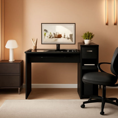 Modern Desk Drawer Shelves And Ergonomic Mesh Chair Set