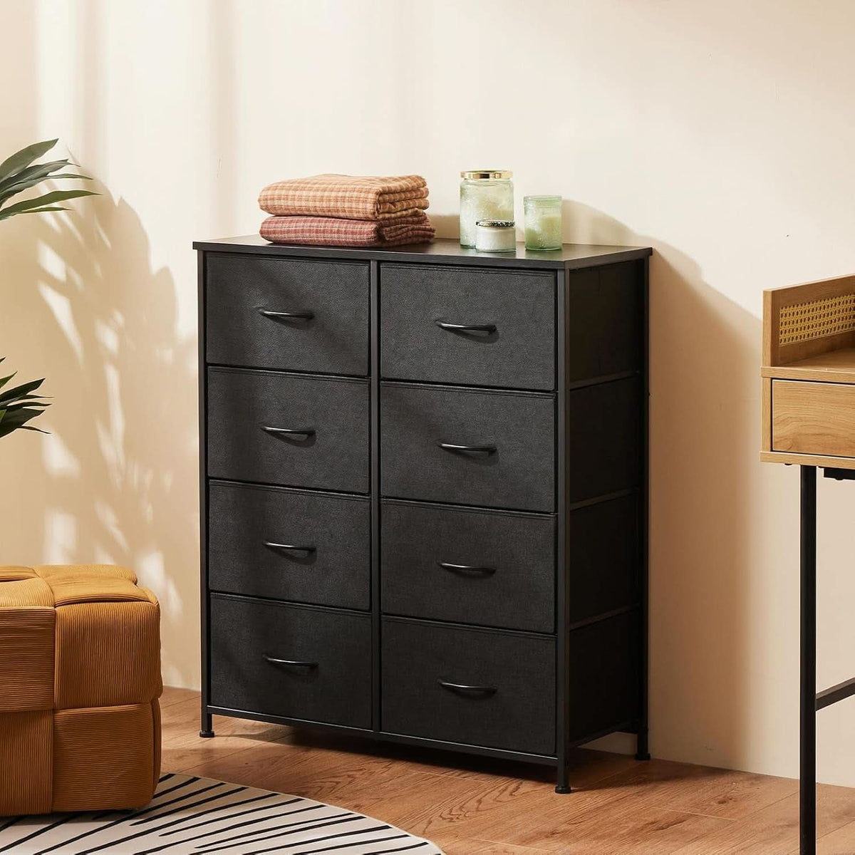 Eight Drawer HardwoodTop Dresser With Sturdy Frame