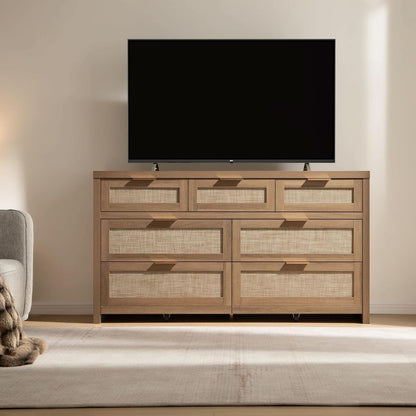 FiftySevenInch Boho Dresser Reclaimed CaramelOak Finish