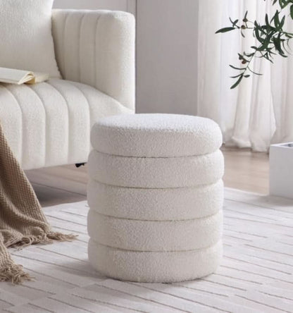 Round Ottoman With Hidden Storage And Cushioned Top