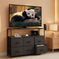 Dresser TV Stand Black With Built In Charging Station