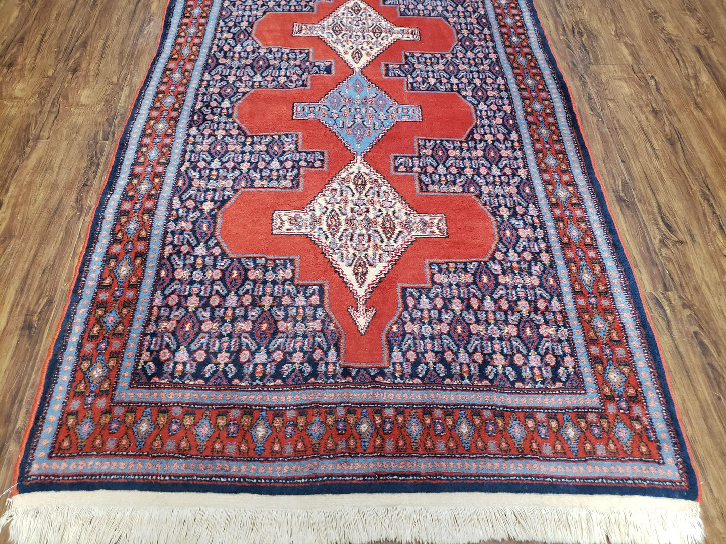 4x6 Western Kurdistan Kurdish Carpet Senneh Wool Area Rug Veg Dyes Red Blue Nice