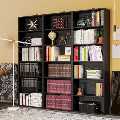 Floor Standing Walnut Finish Bookcase 6 Tier 70 Inches
