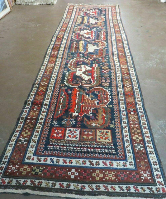 3' 7" X 14' Antique Handmade Caucasian Wool Rug Carpet Nice