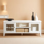 55 Inch TV Stand White With Storage Shelves And Cubbies