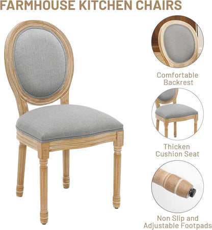 Light Grey Upholstered Dining Chairs Set Of 2 Round Back
