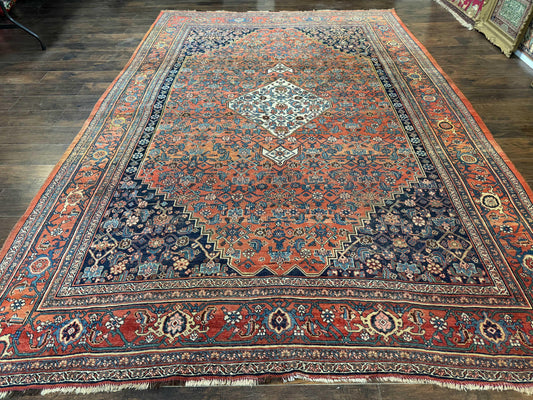 Antique Persian Bidjar Rug 8x12, Rare Persian Carpet