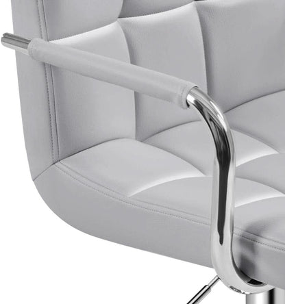 Light Grey Adjustable Swivel Bar Stools With Backrest, PU Leather, Set Of 2