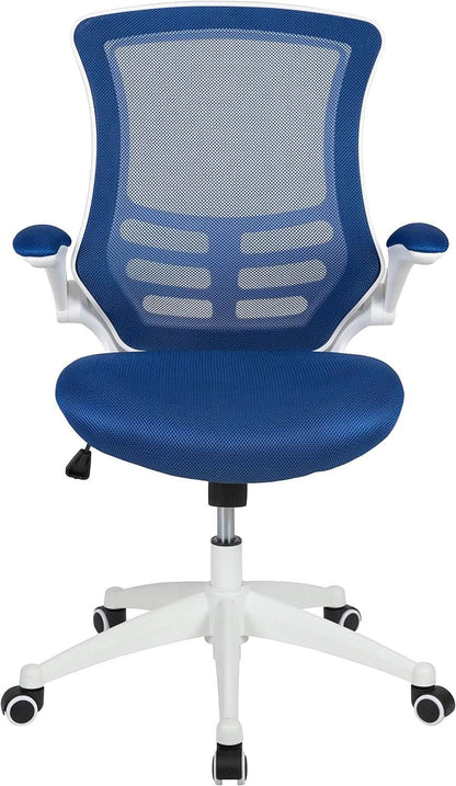 Ergonomic Office Chair Blue Mesh With White Frame Mid Back
