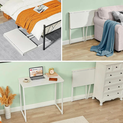 31.5 Inch Folding Desk White For Small Spaces Home Office