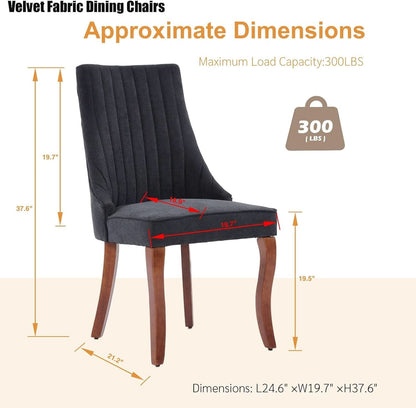 Velvet Dining Chairs Set Of 4 Black For Kitchen Use