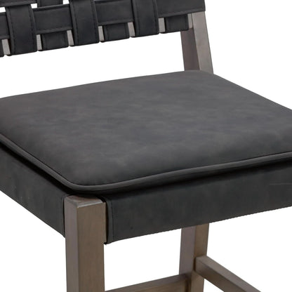 Cohen Mid Century Bar Stool 29 Inch Wood Black Faux Leather