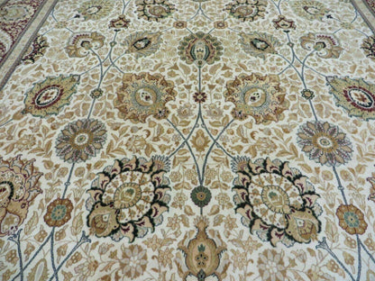 9' X 12' Vintage Handmade Wool Rug Pakistani Floral Design Nice Vegetable Dye