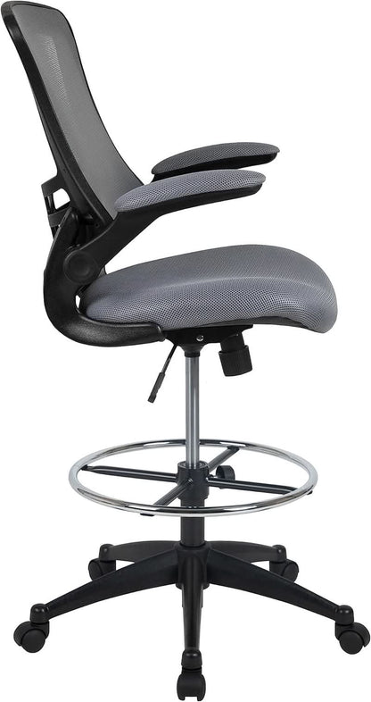 Kelista Mid Back Swivel Office Chair With Height Adjustable Dark Gray Mesh
