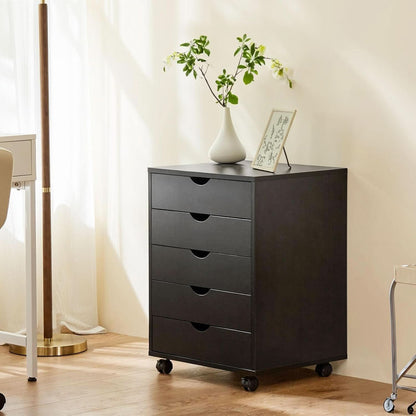 Five Drawer Multifunctional File Cabinet Black Industrial