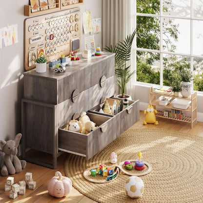 Slate Gray Dresser Semicylinder Drawer Fronts FiftyInches