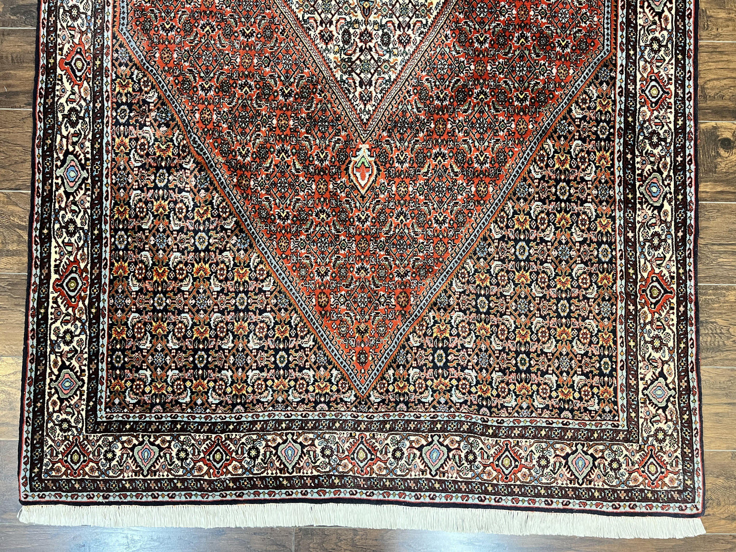 Persian Bidjar Rug 5x10, Wool Hand Knotted Vintage Carpet, Highly Detailed, Mahi Herati Pattern, 5 x 10 Oriental Rug