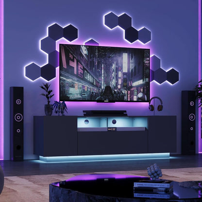 Black 58-Inch TV Console For Living Room Entertainment