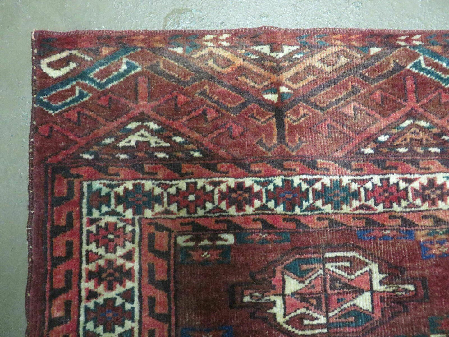 2.5' X 4' Antique Handmade Bokhara Turkoman Yamud Wool Rug Kilim Backing NICE