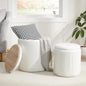 Compact Round Velvet Storage Ottoman TwoPack White