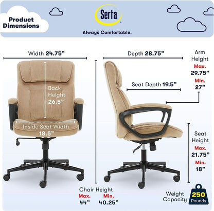 Hannah Executive Ergonomic Office Chair With Lumbar Support Beige Microfiber