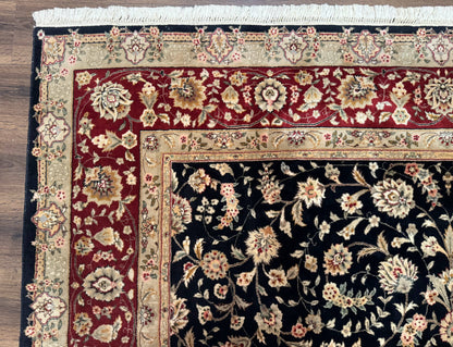 Sino Persian Rug 8x10, Black and Red, Floral Allover