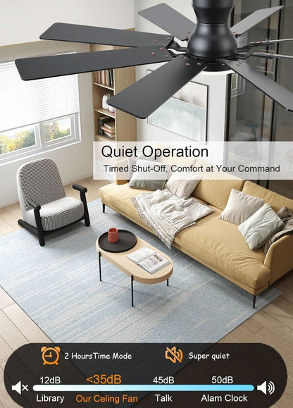 52 Inch Ceiling Fan With Light Remote App Control Brown