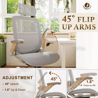 White Mesh Ergonomic Office Chair With Headrest Tilt 400Lbs