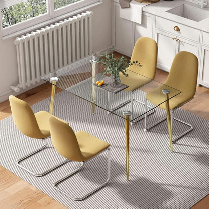 Glass Dining Table For 4 51 Inch Tempered Glass Gold Legs