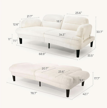Beige Seventy Nine Inches Futon Sofa Bed Convertible