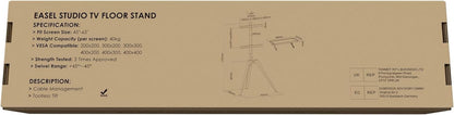 Wood Easel TV Stand For 45 To 65 Inch TVs Walnut Floor