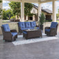 6 Piece Outdoor Patio Furniture Set With Swivel Chairs