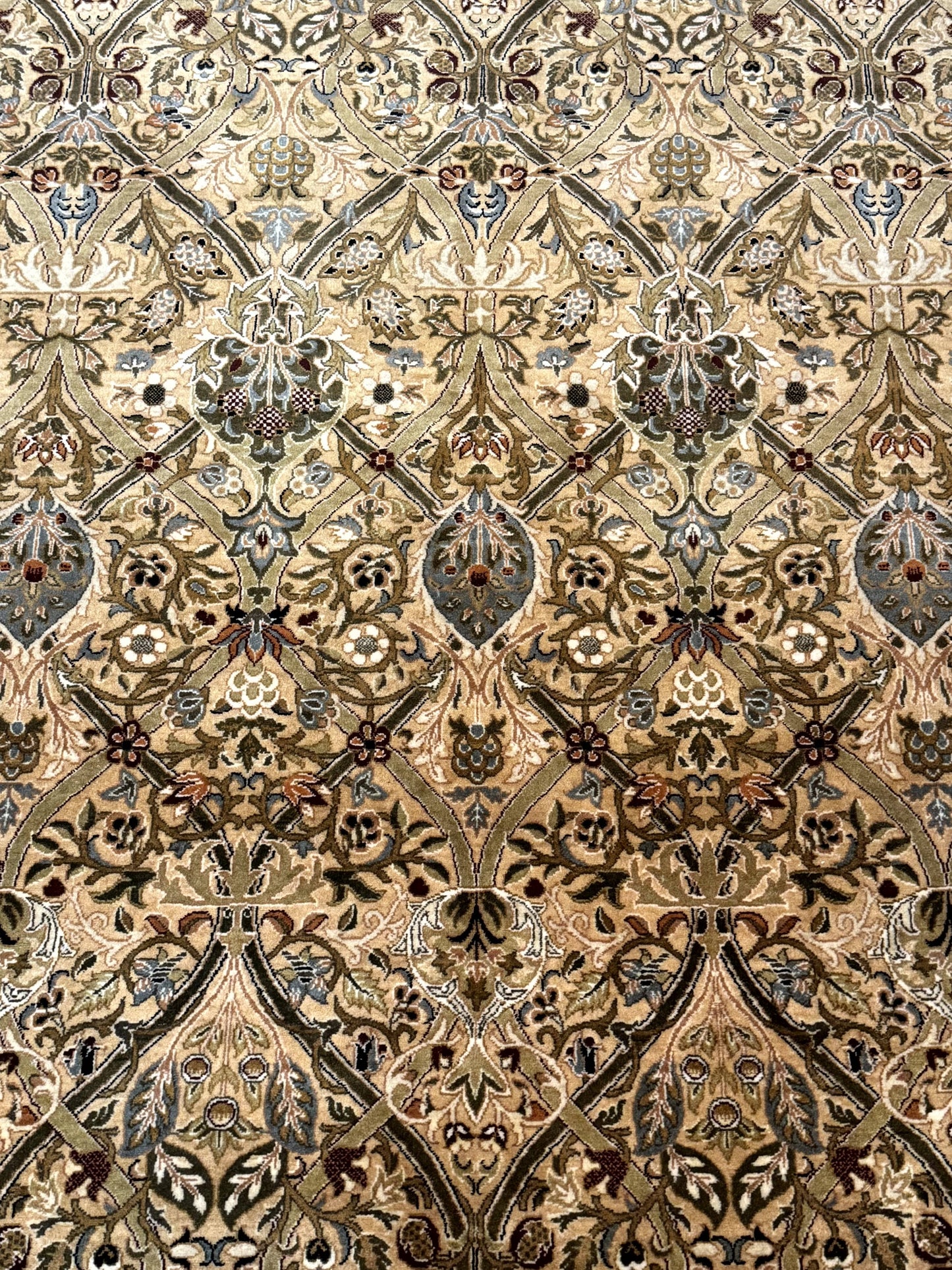 Fine Pak Persian Rug 9x12, Gold and Wine Red, Panel Design, 330 KPSI