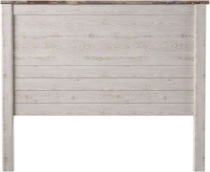 Queen Whitewash Farmhouse Panel Headboard for Chic Decor