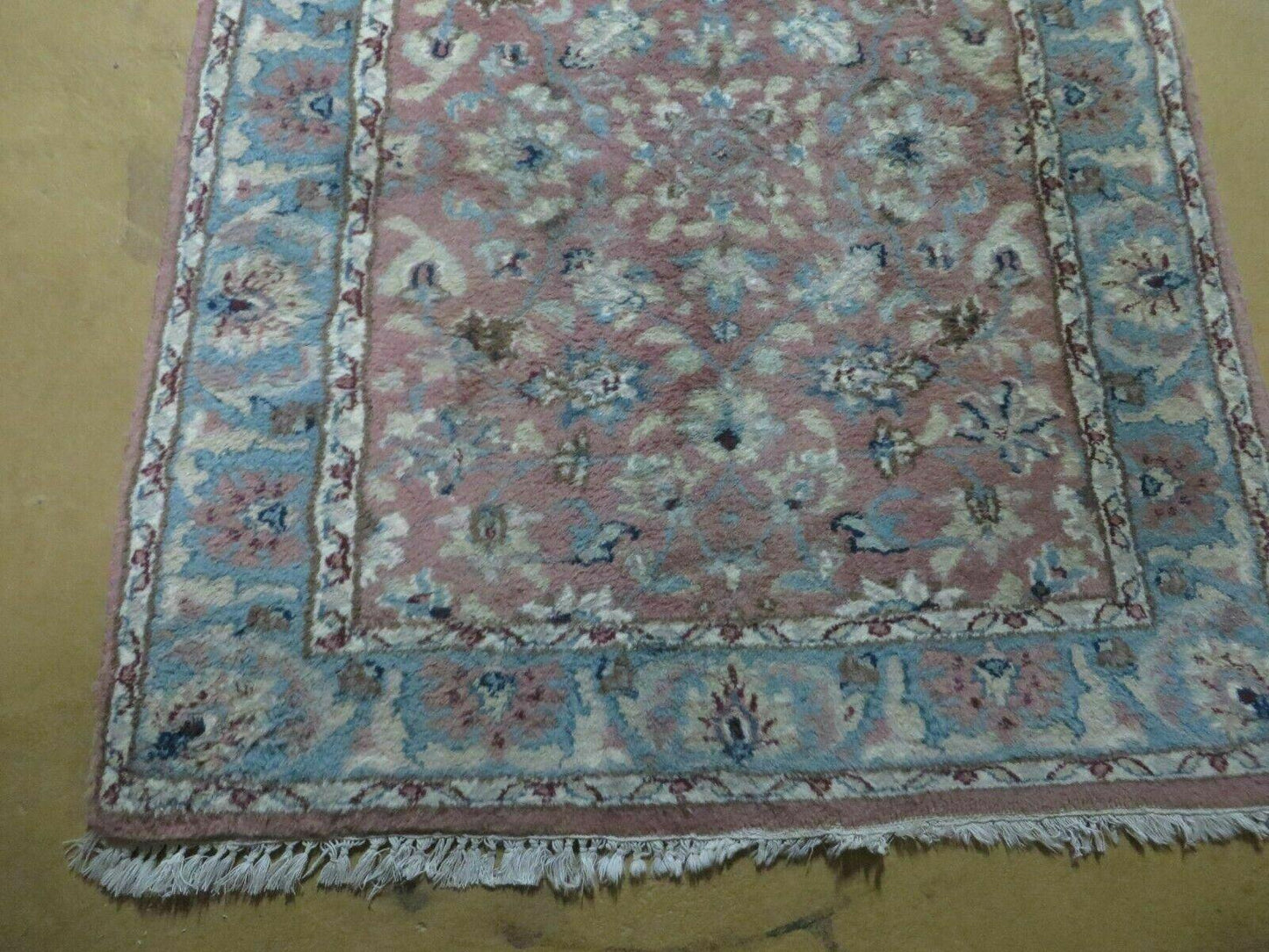 2' 8" X 12' Vintage Handmade India Floral Wool Runner Rug Nice