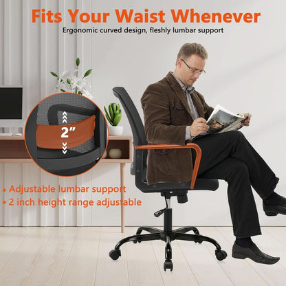 Ergonomic Black Mesh Office Chairs 4 Pack Lumbar Support