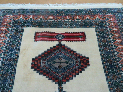 4' X 6' Vintage Handmade Bokhara Turkoman Pakistan Wool Rug Carpet Nice