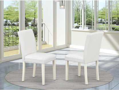 Parson Dining Chairs White Faux Leather Upholstered Pair