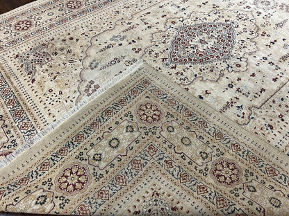 Pak Persian Rug 9x11, Very Fine Hand Knotted Oriental Carpet, Haji Jalili Design, Ivory/Cream, Wool Handmade Room Sized Rug 9 x 11 ft, Nice