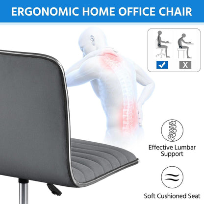 Dark Gray Velvet Armless Swivel Chair Height Adjustable