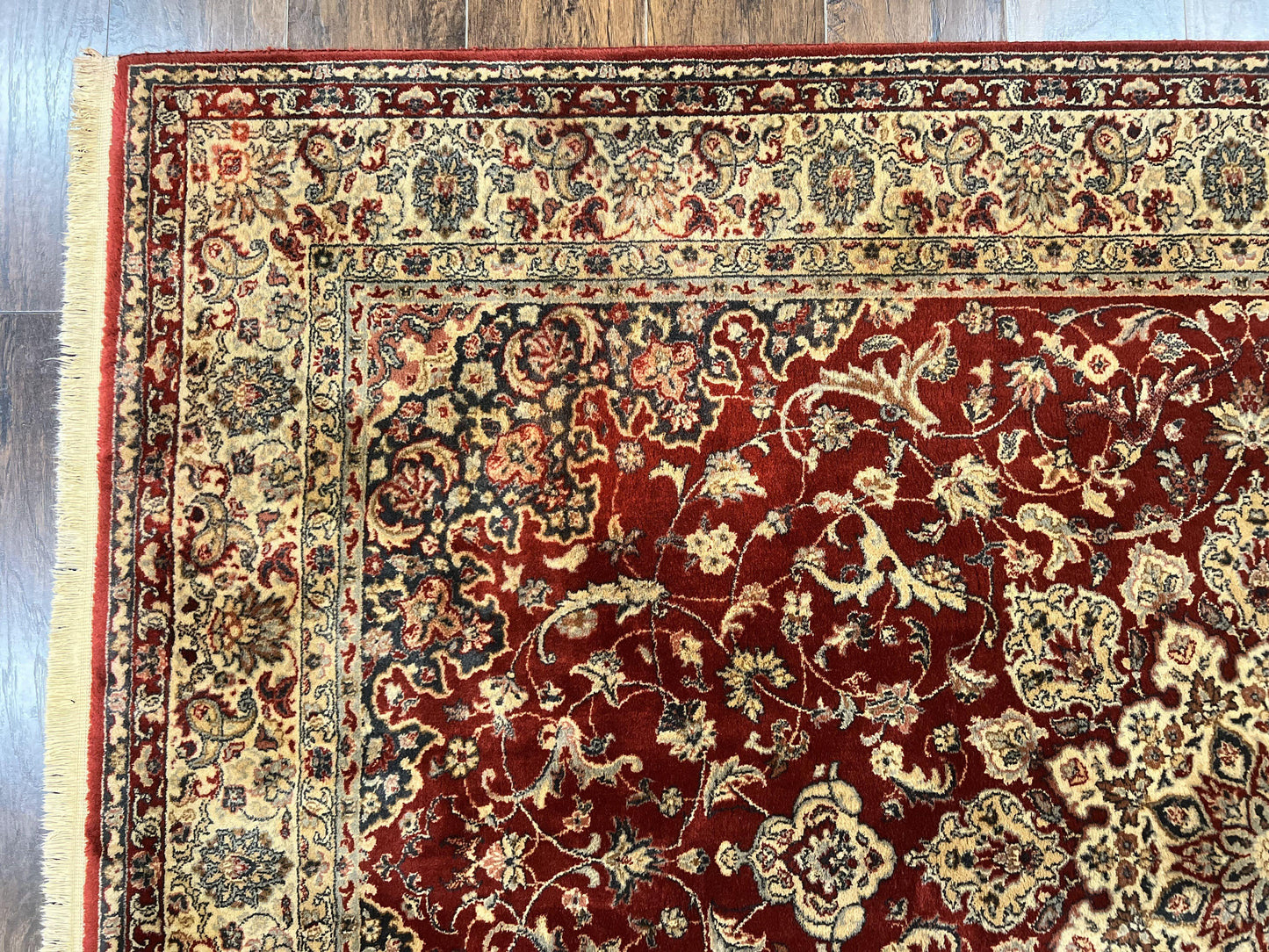 Couristan Rug 5.6 x 8, Floral Medallion, Dark Red Cream, Belgium Power Loomed Rug, Taj Mahal Rug, Vintage Oriental Wool Carpet