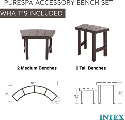 Two Medium Height PureSpa Benches For Four Person Spas Featuring Curved Seating Set