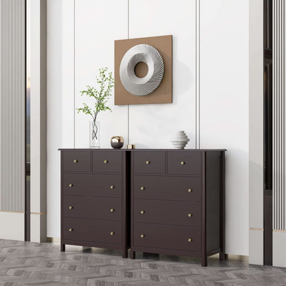 Dark Brown Modern 5 Drawer Chest of Drawers for Bedroom