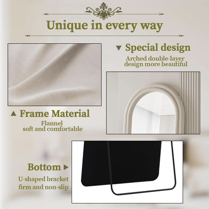 63 By 24 Inch Arched Full Length Freestanding Floor Mirror White
