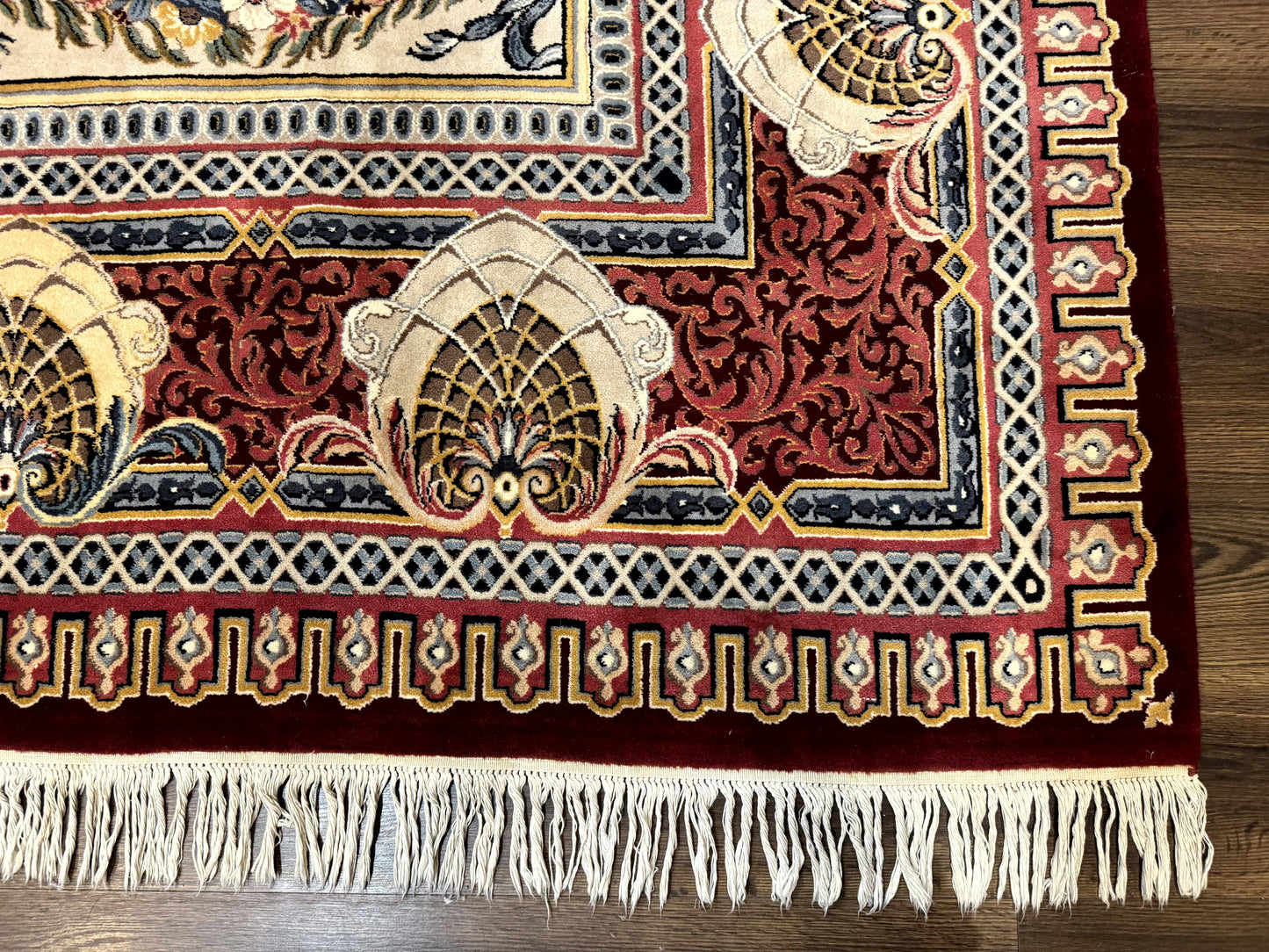 Wonderful Aubusson Rug 10x14, Red Maroon, Elegant, Fine 200 KPSI