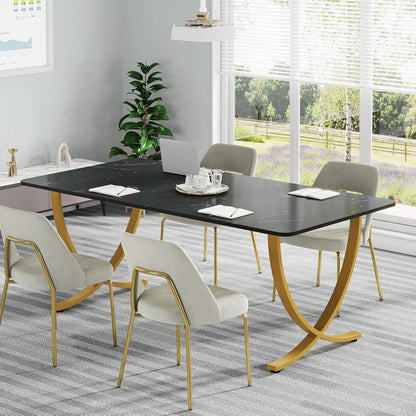 Executive Desk 63 Inch Wide Black And Gold Office Desk