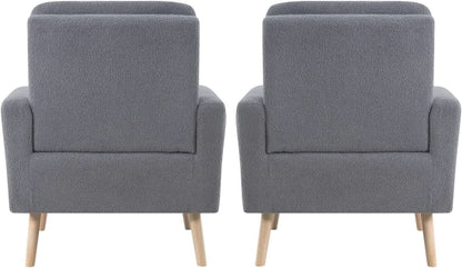 Gray Mid Century Modern Plush Upholstered Armchair