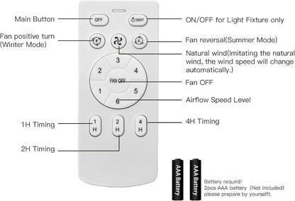 22 Inch Quiet Ceiling Fan With LED Light And Remote Control