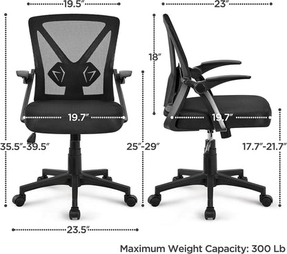 Black Ergonomic Mesh Office Chair With Adjustable Height